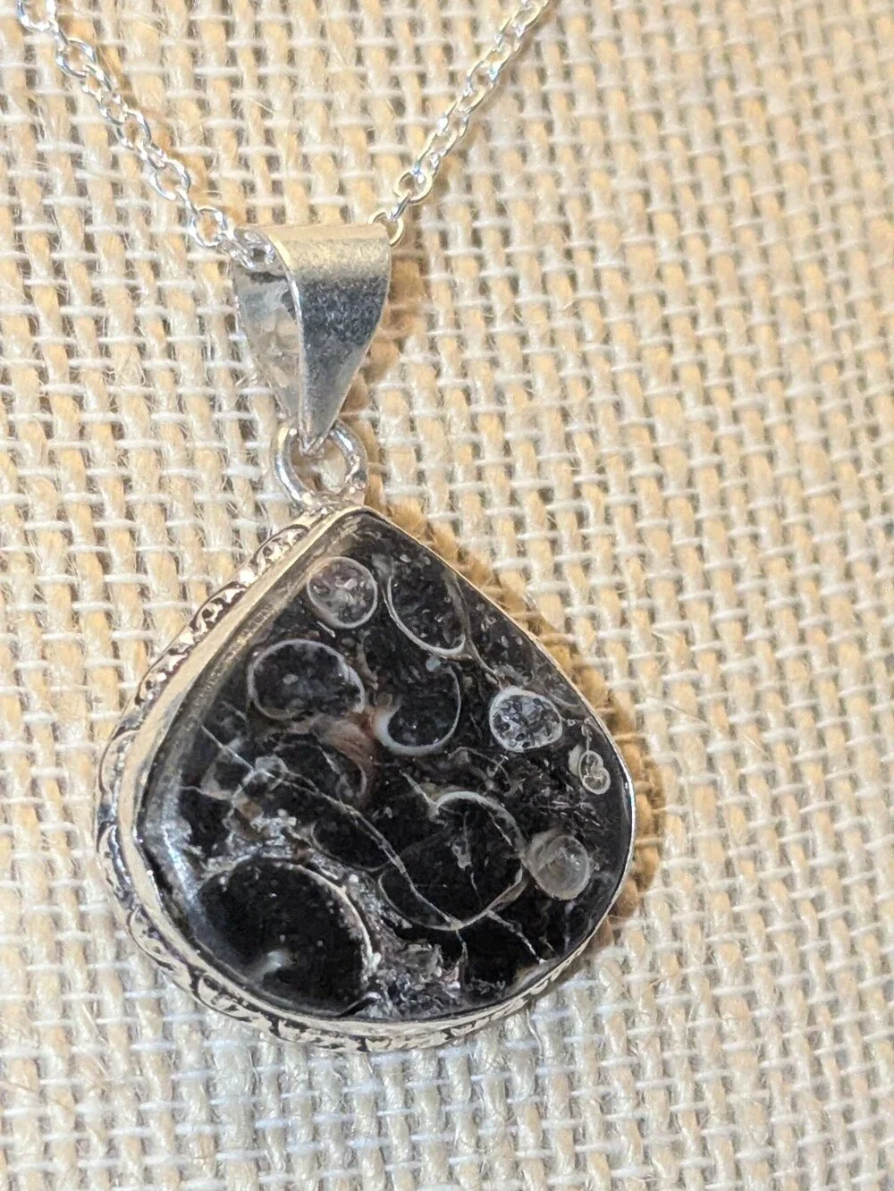 Turritella Fossil Agate Sterling Silver Pendant P052926-03